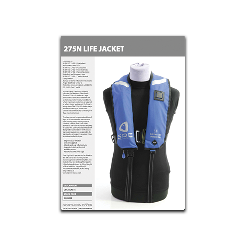 Blue 275N Life Jackets Data Sheet 